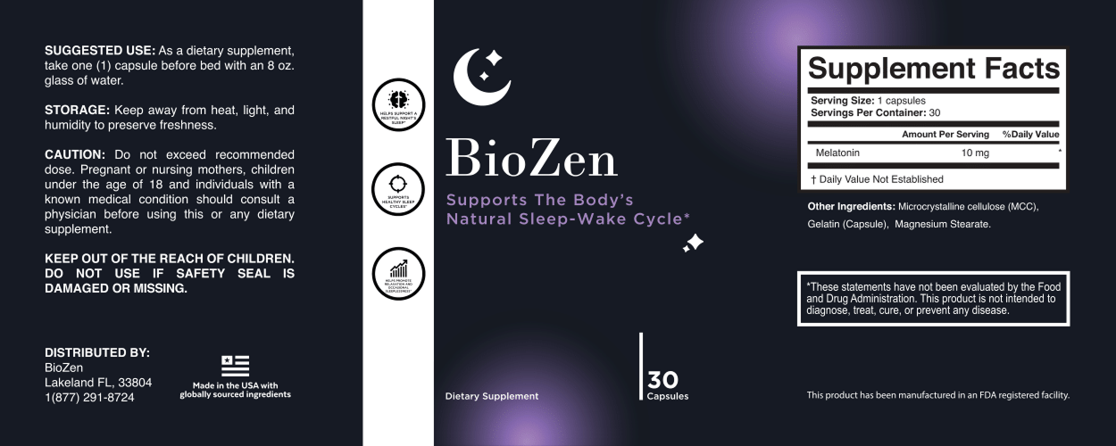 BioMind Supplement Facts Label